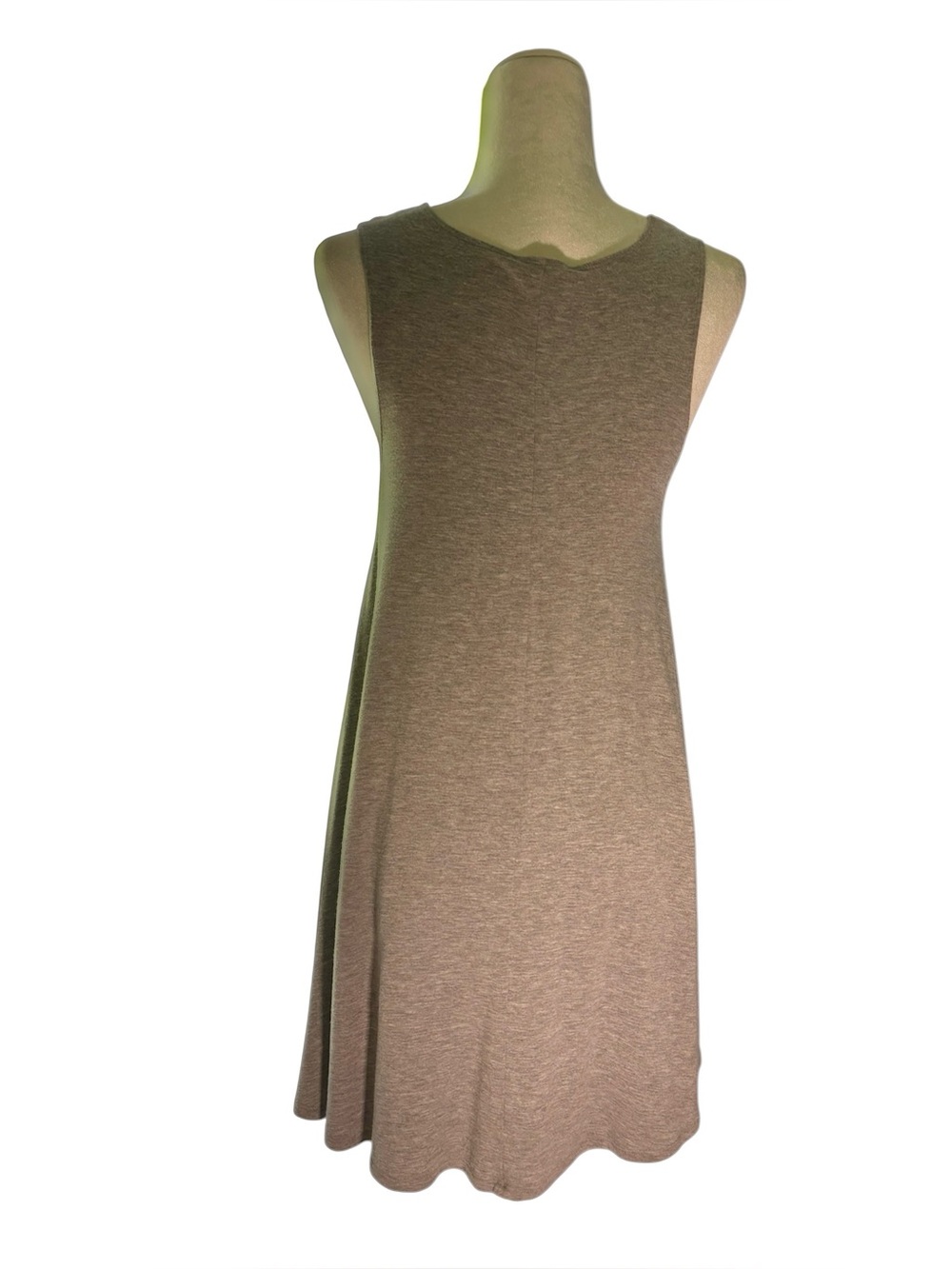 Forever 21 Taupe Sleeveless Swing Dress | Soft Casual A-Line Mini Dress - Picture 3 of 8